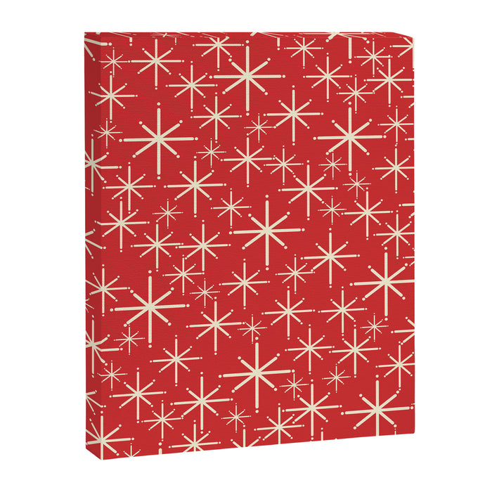 Atomic Age Christmas Stars - Midcentury Modern Pattern in Cream and Retro Xmas Red Canvas Print Gallery Image 1