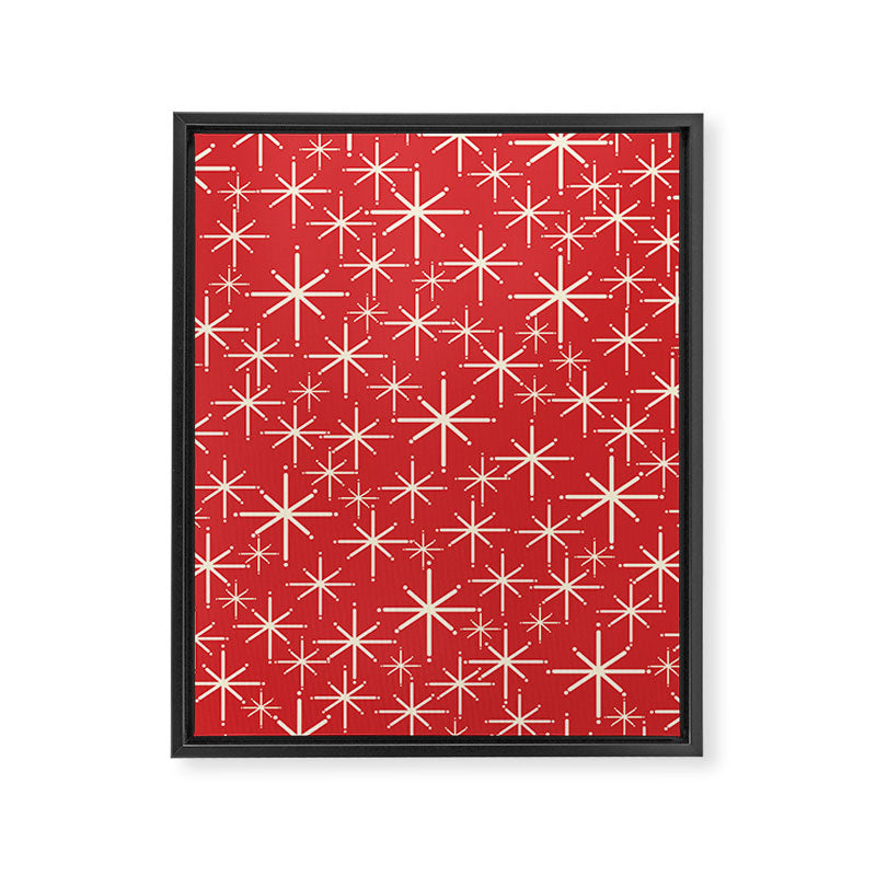 Atomic Age Christmas Stars - Midcentury Modern Pattern in Cream and Retro Xmas Red Framed Canvas Print Gallery Image 8
