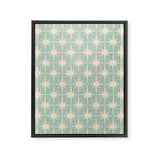 Atomic Age Retro 1950s Starburst Pattern in 50s Celadon Blue Green and Cream Framed Canvas Print Gallery Image 6