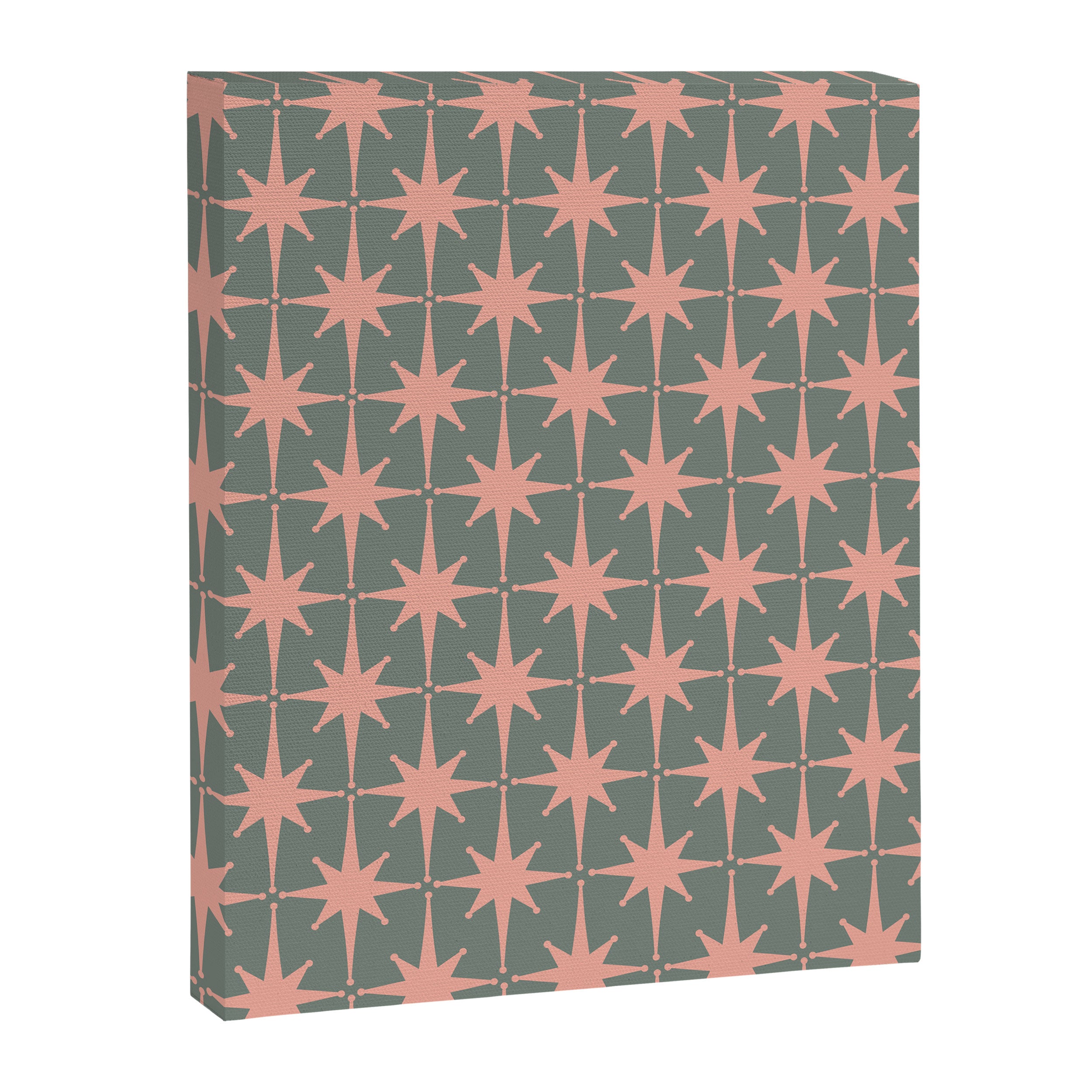 Atomic Age Retro 50s Starburst Pattern in Blush Pink and Gray-Green Canvas Print Gallery Image 6