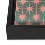 Atomic Age Retro 50s Starburst Pattern in Blush Pink and Gray-Green Framed Canvas Print Gallery Image 3