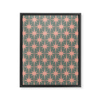 Atomic Age Retro 50s Starburst Pattern in Blush Pink and Gray-Green Framed Canvas Print Gallery Image 6