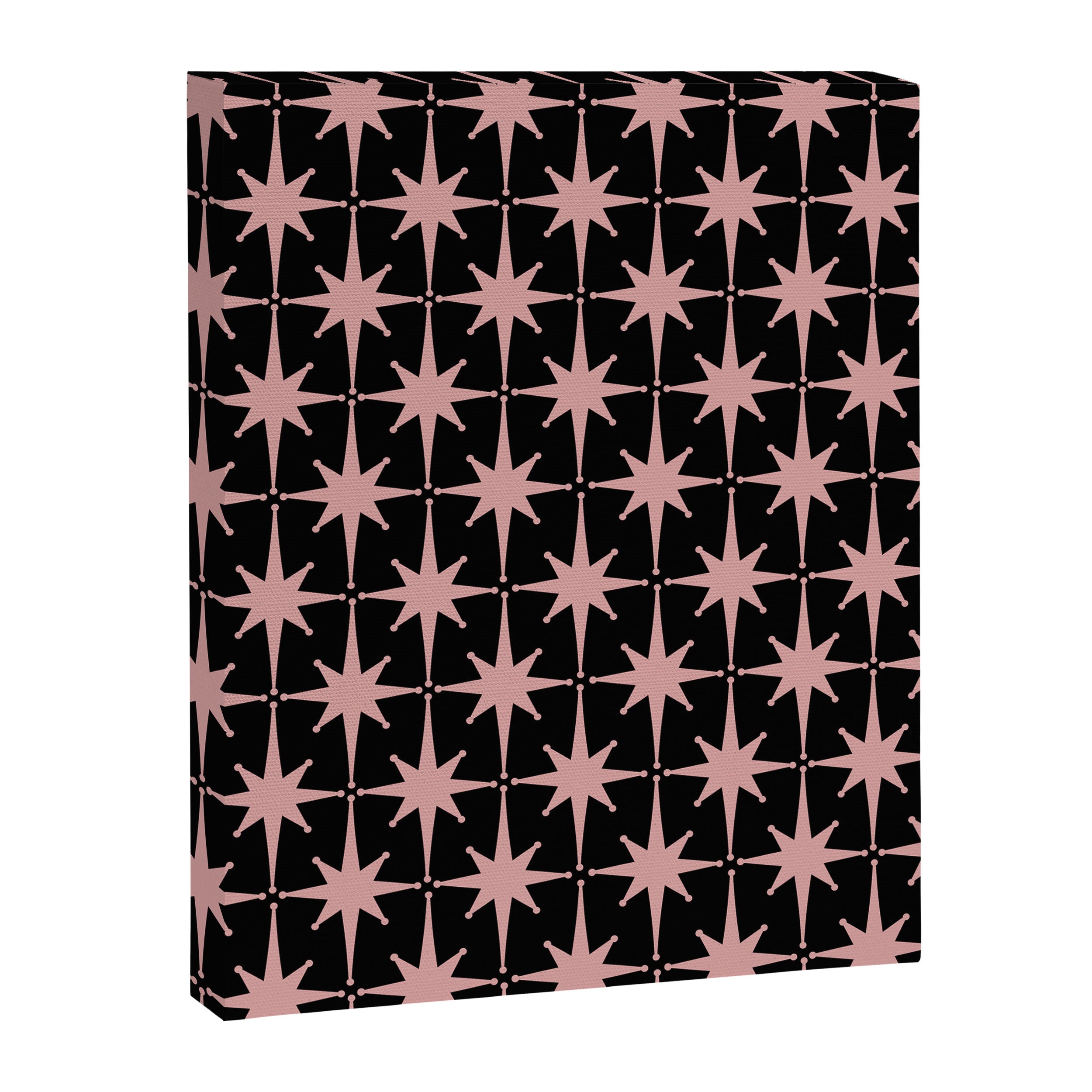 Atomic Age Retro 50s Starburst Pattern in Dusty Blush Pink and Black Canvas Print Gallery Image 6