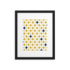 Atomic Age Retro Midcentury 1950s Starburst Pattern in Light Mustard, Navy Blue, and White Framed Art Print Gallery Image 5