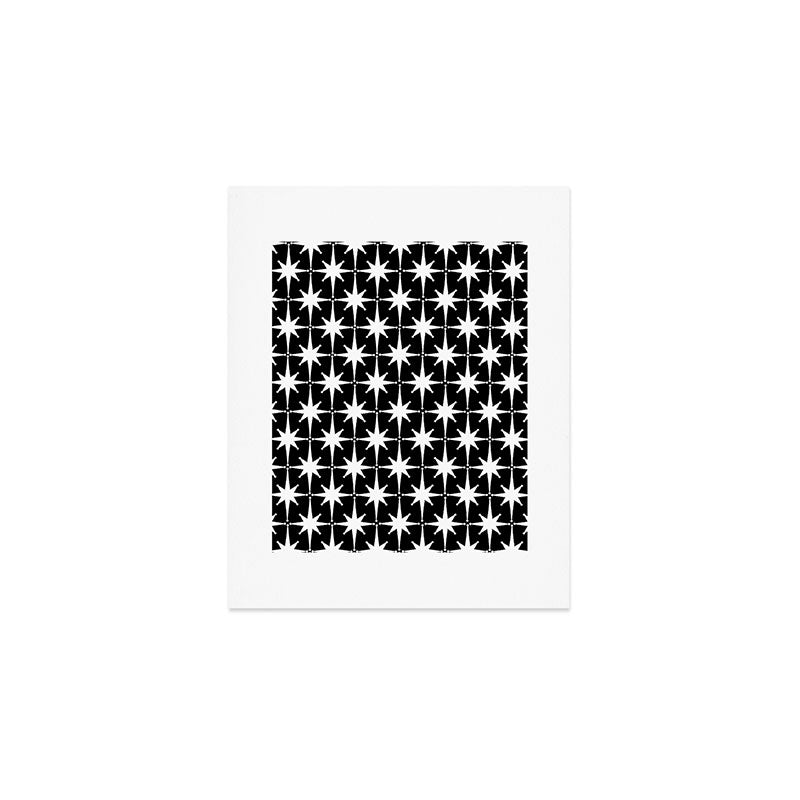 Atomic Age Retro Midcentury 1950s Starburst Pattern in White and Black Art Print Gallery Image 1