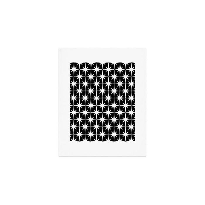 Atomic Age Retro Midcentury 1950s Starburst Pattern in White and Black Art Print Gallery Image 1
