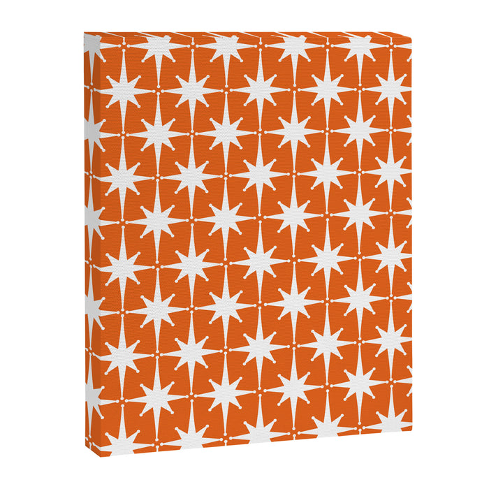 Atomic Age Retro Mid-century Modern Pattern in White and Orange Canvas Print Gallery Image 1