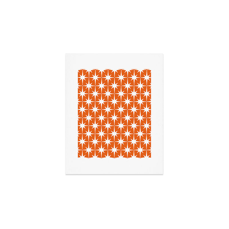 Atomic Age Retro Mid-century Modern Pattern in White and Orange Art Print Gallery Image 1