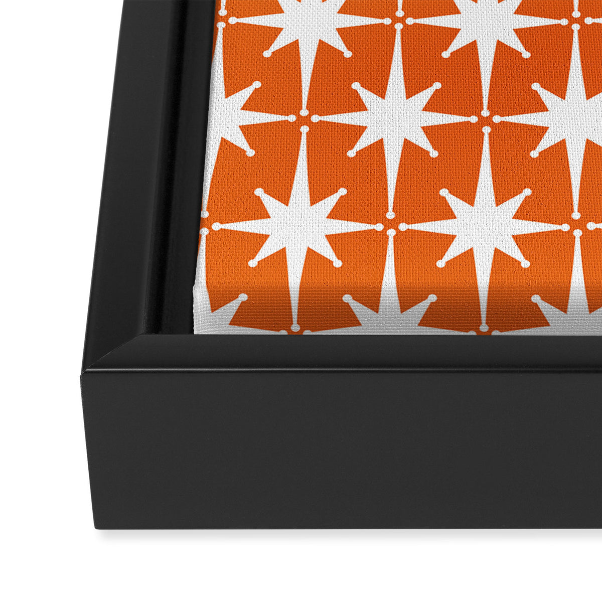 Atomic Age Retro Mid-century Modern Pattern in White and Orange Framed Canvas Print Gallery Image 3