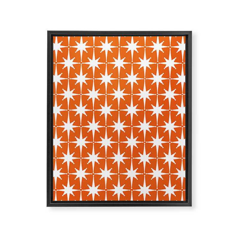 Atomic Age Retro Mid-century Modern Pattern in White and Orange Framed Canvas Print Gallery Image 6