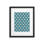 Atomic Age Retro Midcentury Starburst Pattern in Cream and 50s Blue Framed Art Print Gallery Image 5