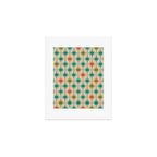 Atomic Age Retro Starburst Mid-century Modern Pattern in Mid Mod Turquoise, Orange, Olive, and Beige Art Print Gallery Image 1
