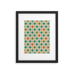 Atomic Age Retro Starburst Mid-century Modern Pattern in Mid Mod Turquoise, Orange, Olive, and Beige Framed Art Print Gallery Image 5