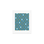 Atomic Age Retro Starburst Mid-century Modern Pattern in Burnished Gold, Taupe, Cream, and 50s Blue Art Print Gallery Image 1