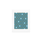 Atomic Age Retro Starburst Mid-century Modern Pattern in Burnished Gold, Cream, and 50s Blue Art Print Gallery Image 1