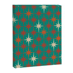 Atomic Age Retro Starburst Mid-century Modern Pattern in Mid Mod Orange, Beige, and Teal Canvas Print Gallery Image 6