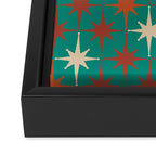 Atomic Age Retro Starburst Mid-century Modern Pattern in Mid Mod Orange, Beige, and Teal Framed Canvas Print Gallery Image 3