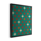 Atomic Age Retro Starburst Mid-century Modern Pattern in Mid Mod Orange, Beige, and Teal Framed Canvas Print Gallery Image 2