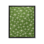 Atomic Age Starbursts - Mid Century Modern Pattern in Cream and Retro Christmas Green Framed Canvas Print Gallery Image 8