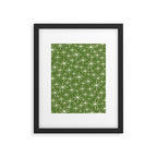 Atomic Age Starbursts - Mid Century Modern Pattern in Cream and Retro Christmas Green Framed Art Print Gallery Image 6