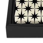 Atomic Age Starbursts - Midcentury Modern Pattern in Black and Retro Cream Framed Canvas Print Gallery Image 3