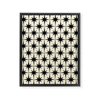 Atomic Age Starbursts - Midcentury Modern Pattern in Black and Retro Cream Framed Canvas Print Gallery Image 6