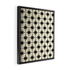 Atomic Age Starbursts - Midcentury Modern Pattern in Black and Retro Cream Framed Canvas Print Gallery Image 2