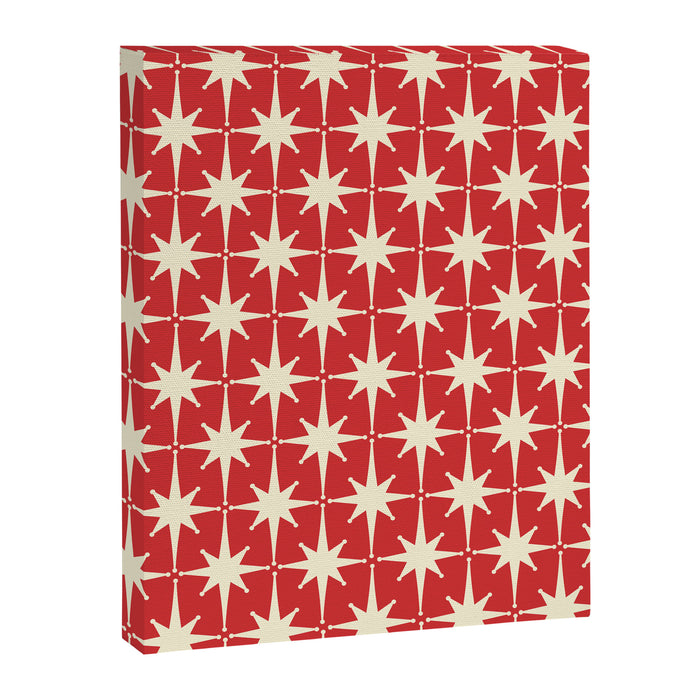 Atomic Age Starbursts - Midcentury Modern Pattern in Cream and Retro Christmas Red Canvas Print Gallery Image 1