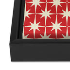 Atomic Age Starbursts - Midcentury Modern Pattern in Cream and Retro Christmas Red Framed Canvas Print Gallery Image 3