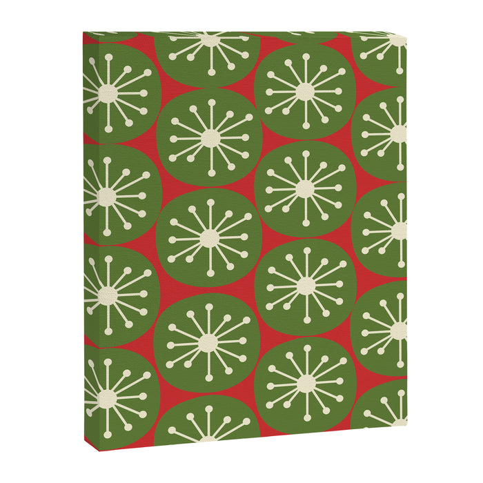 Atomic Christmas Dots in Retro Green, Cream, and Xmas Red  Canvas Print Gallery Image 1