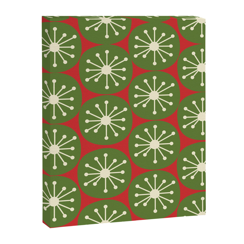 Atomic Christmas Dots in Retro Green, Cream, and Xmas Red  Canvas Print Gallery Image 6