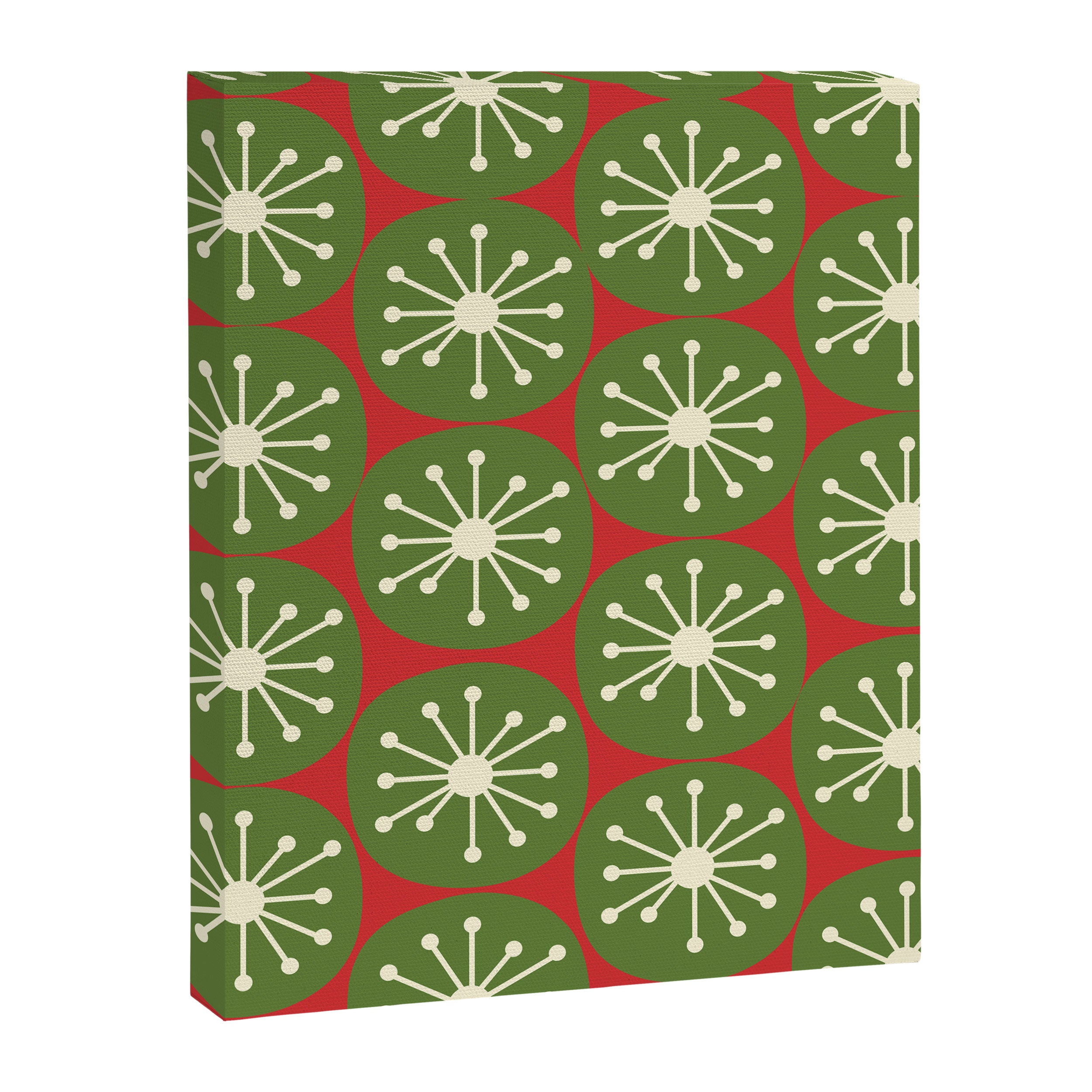 Atomic Christmas Dots in Retro Green, Cream, and Xmas Red  Canvas Print Gallery Image 6