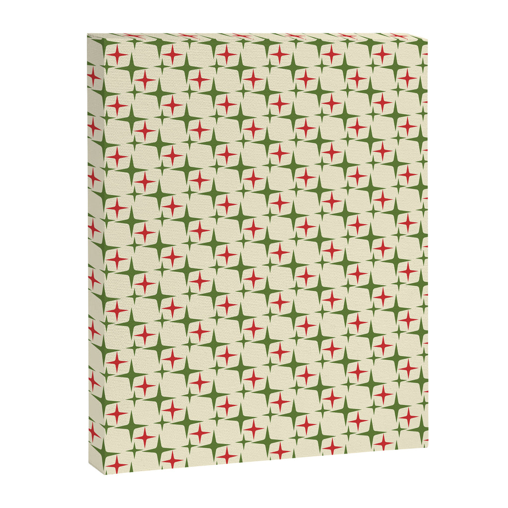 Atomic Christmas Mid Century Modern Stars Retro Xmas Red Green and Cream Small Pattern Canvas Print Gallery Image 8