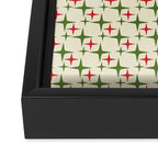 Atomic Christmas Mid Century Modern Stars Retro Xmas Red Green and Cream Small Pattern Framed Canvas Print Gallery Image 3