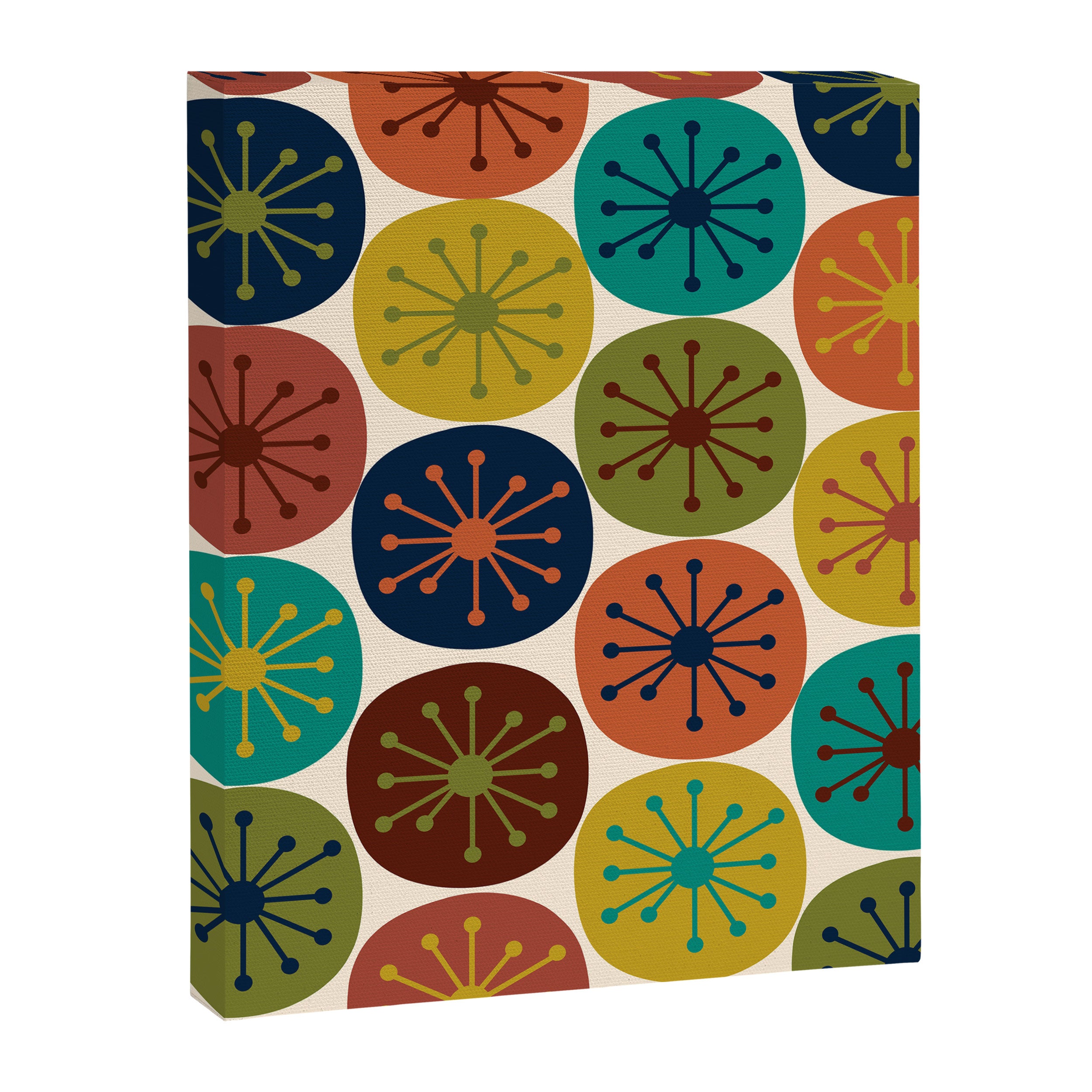 Atomic Dots Midcentury Modern Pattern in Mid Mod Colors on Cream  Canvas Print Gallery Image 6