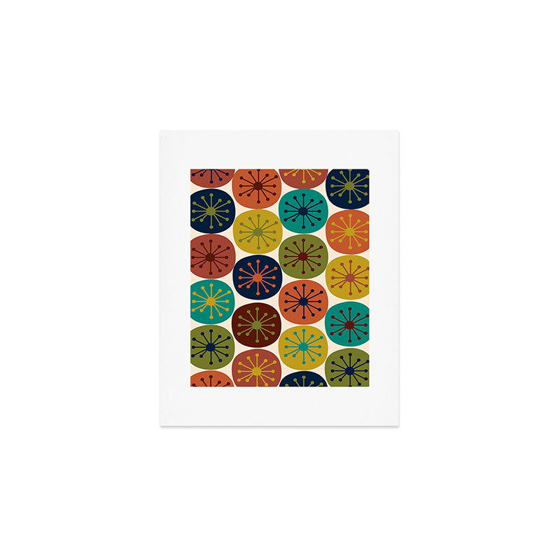 Atomic Dots Midcentury Modern Pattern in Mid Mod Colors on Cream  Art Print Gallery Image 1