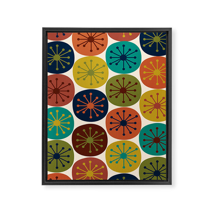 Atomic Dots Midcentury Modern Pattern in Mid Mod Colors on Cream  Framed Canvas Print Gallery Image 1