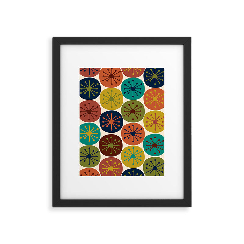 Atomic Dots Midcentury Modern Pattern in Mid Mod Colors on Cream  Framed Art Print Gallery Image 5