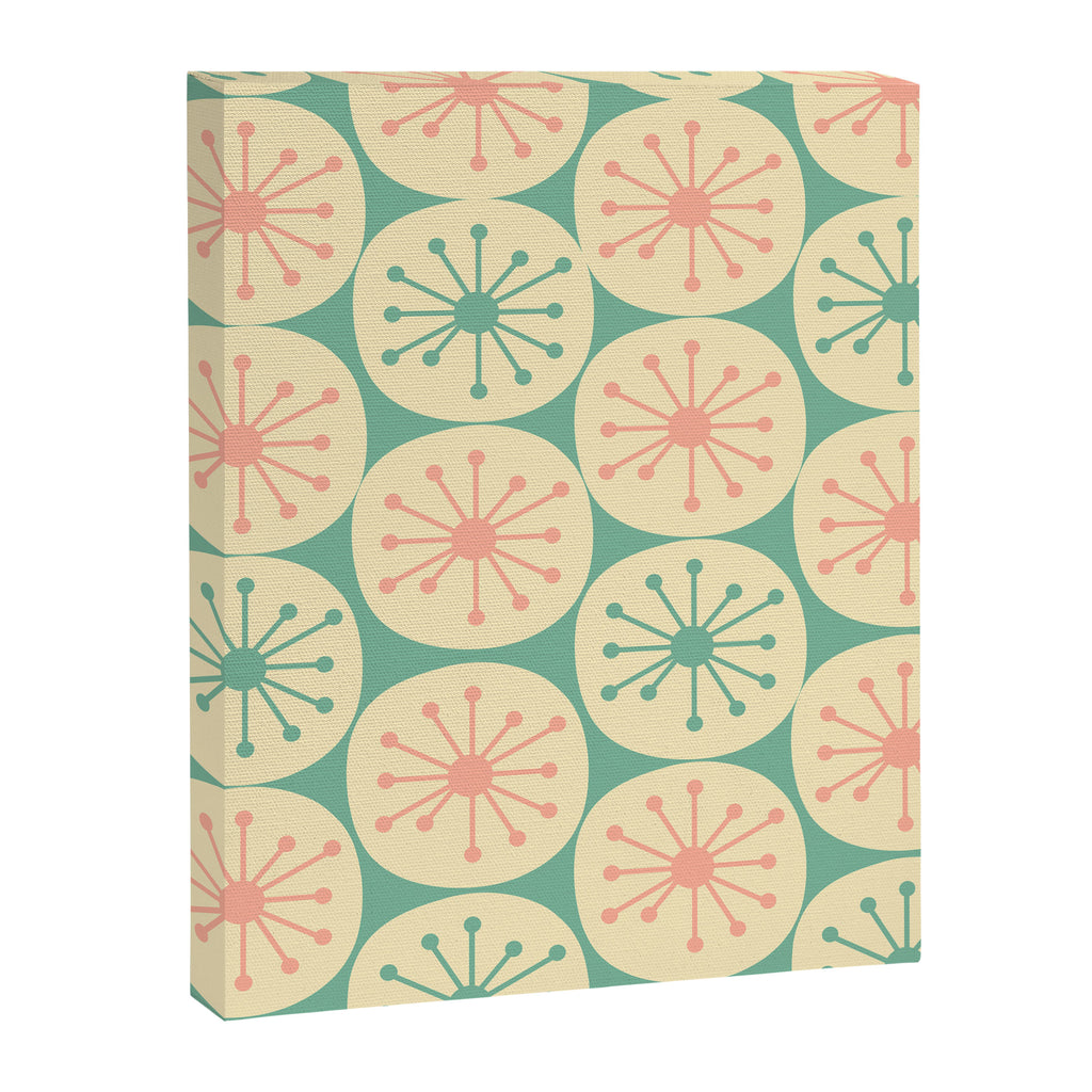 Atomic Dots Midcentury Modern Retro Pattern in 50s Blush Pink, Cream, and Mint Canvas Print Gallery Image 6