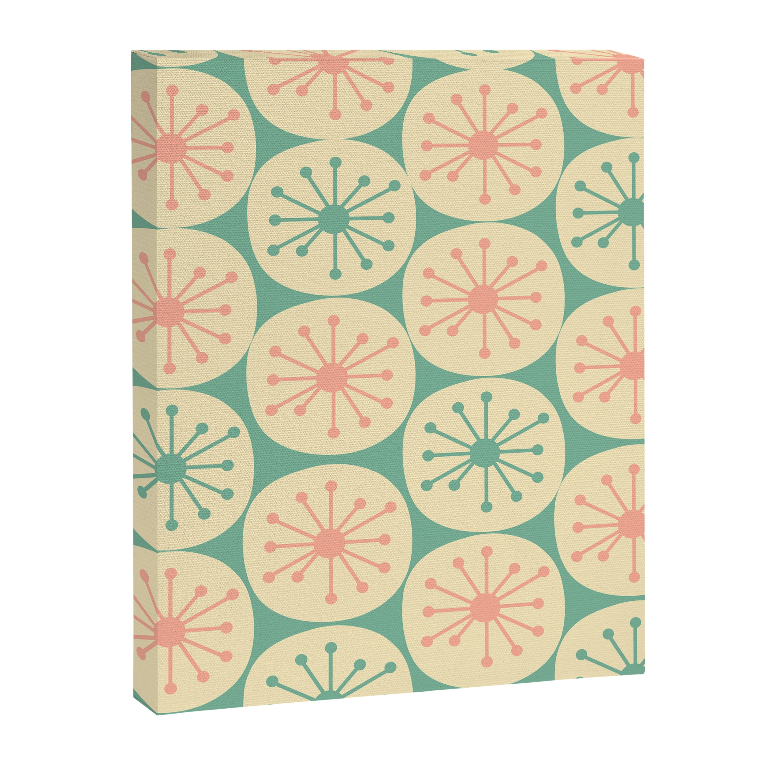 Atomic Dots Midcentury Modern Retro Pattern in 50s Blush Pink, Cream, and Mint Canvas Print Gallery Image 6
