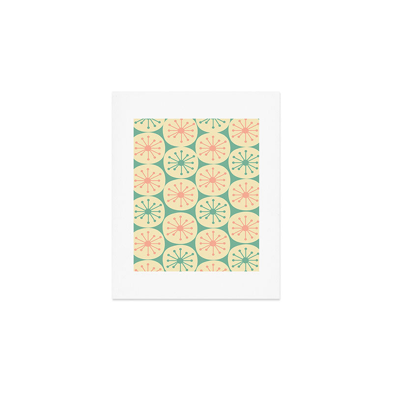 Atomic Dots Midcentury Modern Retro Pattern in 50s Blush Pink, Cream, and Mint Art Print Gallery Image 1