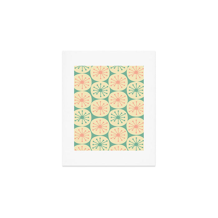Atomic Dots Midcentury Modern Retro Pattern in 50s Blush Pink, Cream, and Mint Art Print Gallery Image 1