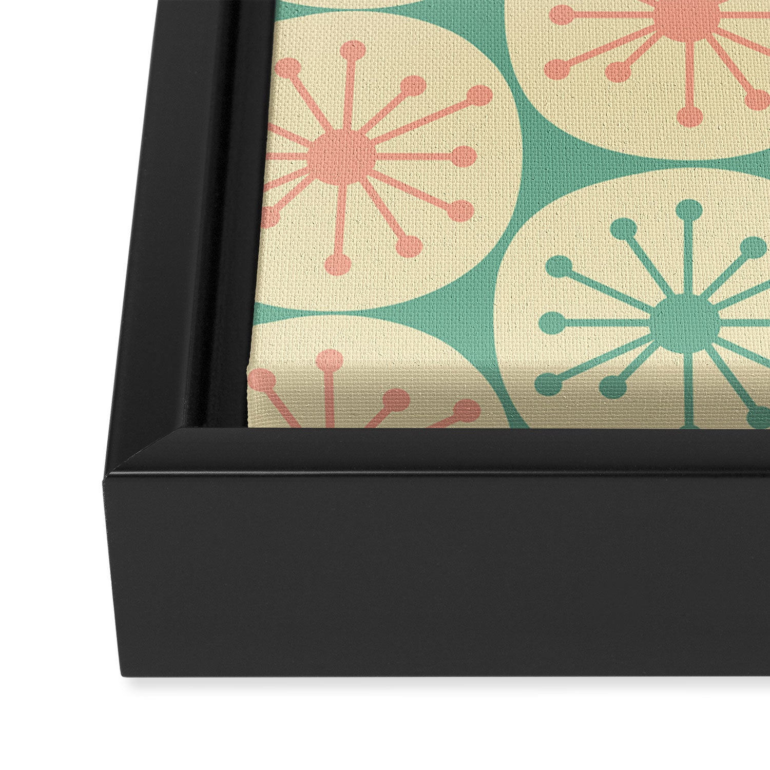 Atomic Dots Midcentury Modern Retro Pattern in 50s Blush Pink, Cream, and Mint Framed Canvas Print Gallery Image 3