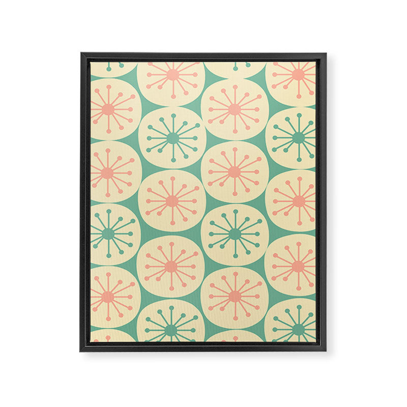 Atomic Dots Midcentury Modern Retro Pattern in 50s Blush Pink, Cream, and Mint Framed Canvas Print Gallery Image 6