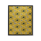 Atomic Dots Midcentury Modern Retro Pattern in Navy Blue, Light Mustard, and Gray Framed Canvas Print Gallery Image 6