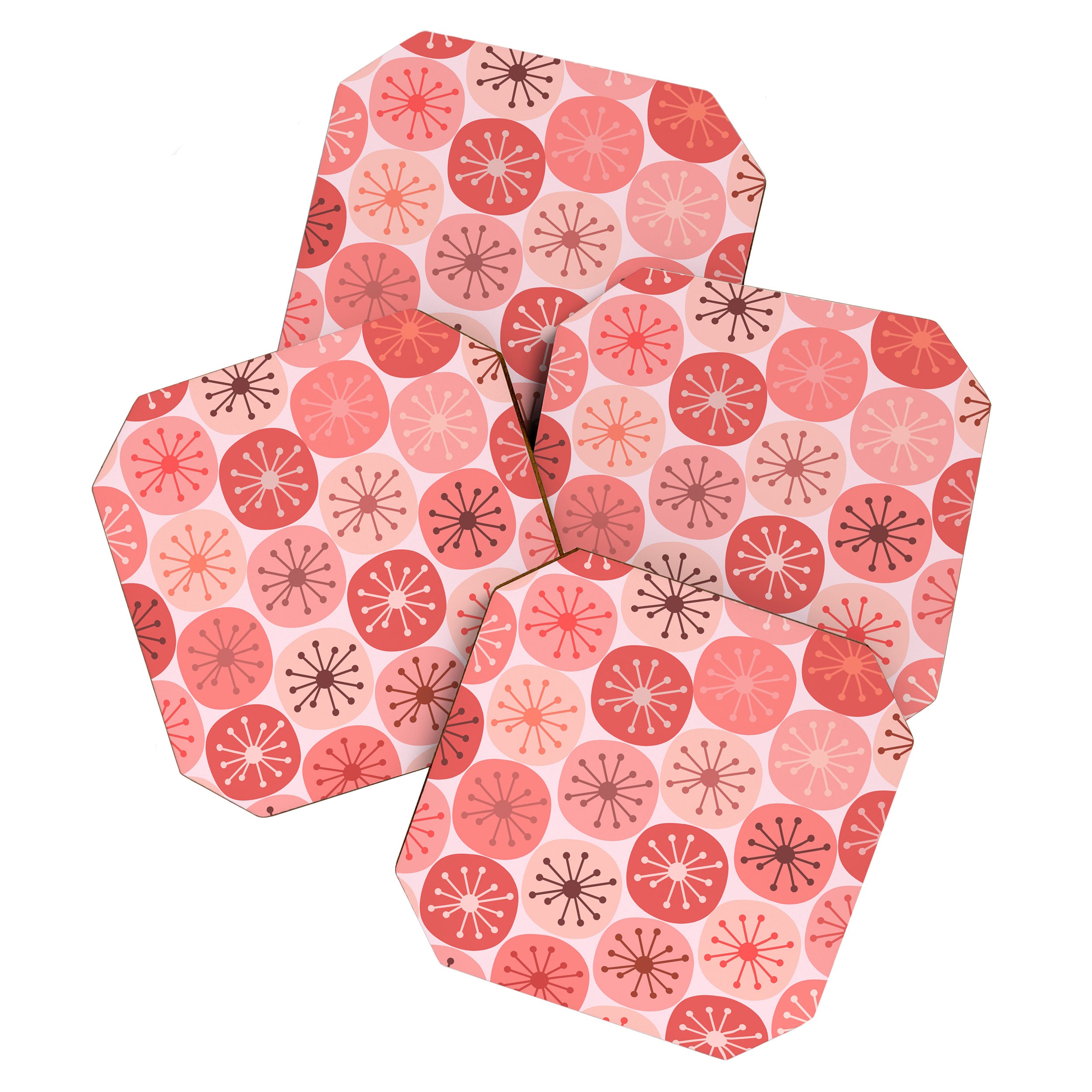 Atomic Dots Midcentury Modern Space Age Pattern in Blush Pink Tones Coaster Gallery Image 1