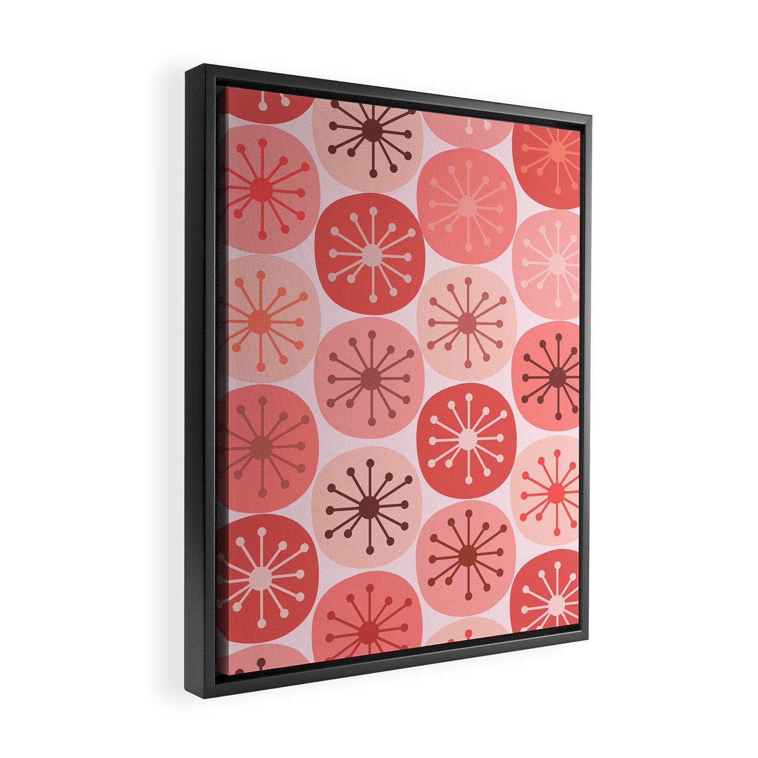 Atomic Dots Midcentury Modern Space Age Pattern in Blush Pink Tones Framed Canvas Print Gallery Image 2