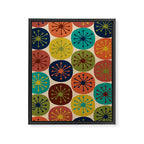 Atomic Dots Pattern in Mid Mod Teal, Orange, Olive, Blue, Mustard, and Beige Framed Canvas Print Gallery Image 6