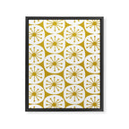 Atomic Dots Retro Geo Pattern in Mid Mod Mustard and White Framed Canvas Print Gallery Image 6