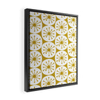 Atomic Dots Retro Geo Pattern in Mid Mod Mustard and White Framed Canvas Print Gallery Image 2
